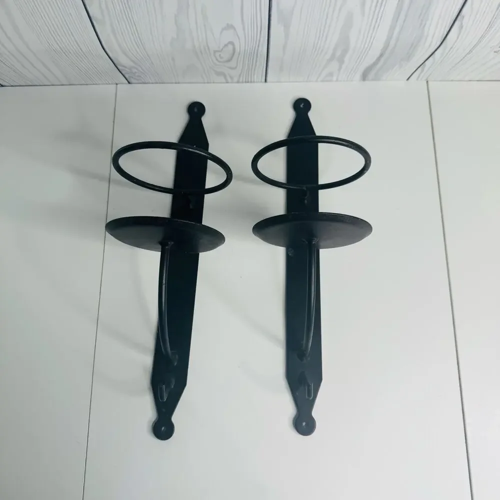 Country Curtains Wrought Iron Wall Sconce w/hook Candle Jar Holder Set of 2